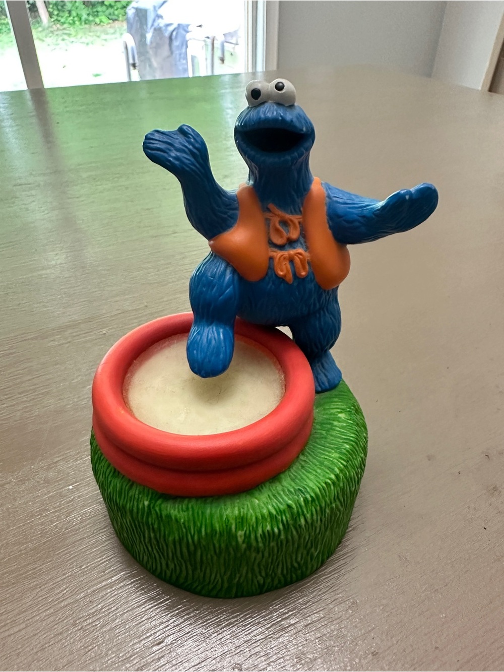 Vintage Sesame Street Grover 6" Music Box Plays Good Old Summer Time Jim Henson